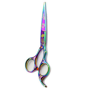 Ciseaux de coiffure professionnels à lame tranchante, revêtement couleur arc-en-ciel, avec vis fantaisie - Product Image 2