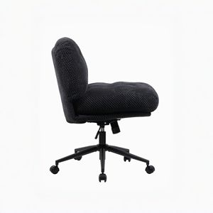 Sedia da Ufficio Ergonomica Nera con Gambe Incrociabili, Ruote Più Larghe e Spesse, Girevole e Regolabile per Casa o Scrivania - Product Image 4