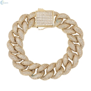 Bracelet Miami Iced Out, bracelet hip-hop avec diamants de laboratoire, bracelet cubain personnalisé pour homme - Product Image 1