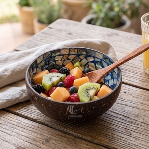 Mother of Pearl Inlaid <b>Coconut</b> <b>Bowls</b>, Organic Natural <b>Coconut</b> Shell Smoothie & Salad Salad Serving <b>Bowl</b> with Eggshell - Product Image 3