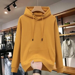 เสื้อสเวตเชิ้ตมีฮู้ดผู้ชาย สีแดงล้วน ผ้าฝ้ายถัก ทรงโอเวอร์ไซส์ สวมใส่สบาย มีกระเป๋าหน้า สำหรับฤดูใบไม้ร่วง ปี 2027 - Product Image 2