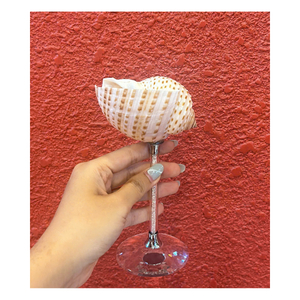 Verre à cocktail artisanal en coquillage avec tige transparente, vaisselle décorative vintage pour cadeau de fête, verre en cristal réutilisable - Product Image 4