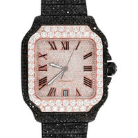 Son lüks erkek saati 41 mm buzlu yuvarlak Dial Moissanite büyük elmas logosu Hip Hop koleksiyonu paslanmaz çelik izle