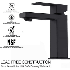 Rubinetto per lavabo moderno monocomando nero opaco in ottone massiccio, rubinetto monoforo per lavabo da bagno - Product Image 6