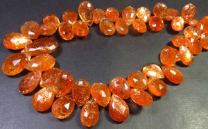 Perles de pierre de soleil naturelle de haute qualité, facettées en poire, orange, à éclat complet, effet confettis arc-en-ciel, 8-16 mm, brin de 8 pouces, pour bijoux - Product Image 3