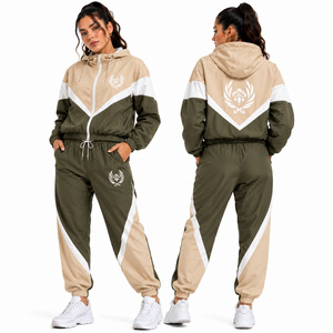 <b>Ladies</b> Nylon Windbreaker Set Embroidered Logo Zip Jacket And Tapered Jogger Pants For Wholesale Buyers OEM ODM Supplier Exporter - Product Image 3
