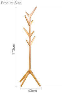 Percheros de madera de diseño moderno con acabado en cerezo y base de trípode, minimalistas para la entrada o el dormitorio, disponibles en tamaño y color personalizados. - Product Image 3