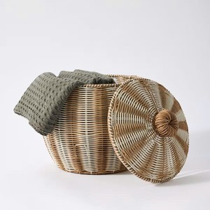 New Design Rattan Coquette <b>Basket</b> <b>Large</b> Handmade Woven Toy Organizer Kids Room Nursery Decoration - Product Image 4