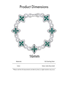 Pulsera de Moissanita con Eslabones de Flor, Chapada en Oro y Plata, con Esmalte de Colores, Trébol y Perla de Agua Dulce, Lujosa y Elegante para Mujer - Product Image 6