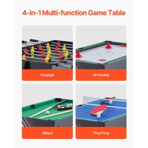 Set Tavolo da Gioco 4-in-1 da 48 Pollici: Air Hockey, Biliardo, Calcio Balilla e Ping Pong - Product Image 2