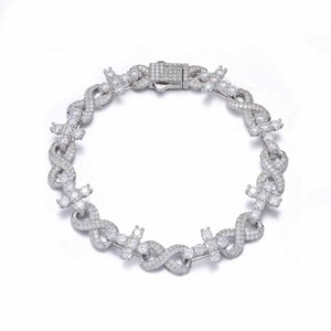 925 Sterling Silver Wrap <b>Infinity</b> Mixed Cross VVS Moissanite Fine D Color Rhodium Plated Unisex Men's <b>Bracelet</b> Tester Pass - Product Image 2