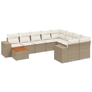 Conjunto de Sofás de Jardín de Ratán Beige, 6 Plazas, Muebles de Exterior Contemporáneos Resistentes a la Intemperie - Product Image 4