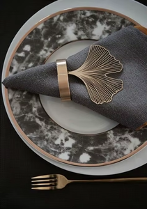 Leaf Shape <b>Napkin</b> Rings Brass Modern Design 4.5cm Width Durable <b>Wedding</b> Table Decoration - Product Image 2