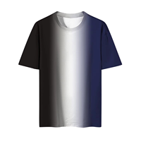 Conjunto de Camiseta y Pantalones Cortos Personalizados con Estampado Ombre Negro, Gris y Azul, Estilo Casual de Dos Piezas para Hombre