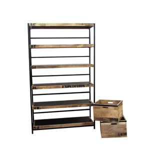 Estantería Industrial con Estantes de Madera Maciza y Estructura Metálica, Estantería Abierta de 6 Niveles para Decoración de Hogar, Oficina y Sala de Estar - Product Image 6