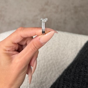 3 Carat Oval Cut Engagement <b>Ring</b> <b>Set</b> with Matching Band _ Lab Grown Diamond <b>Ring</b> _ 14K White <b>Gold</b> _ IGI Certified - Product Image 2