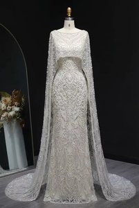 Robe de soirée sirène de qualité supérieure, inspirée des coquillages, avec broderie de perles, manches longues, prix de gros direct fabricant - Product Image 2