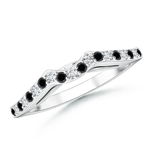 Anillo de boda trenzado con diamantes blancos y negros naturales en oro de 10K, 14K, 18K y plata 925, 935. - Product Image 3