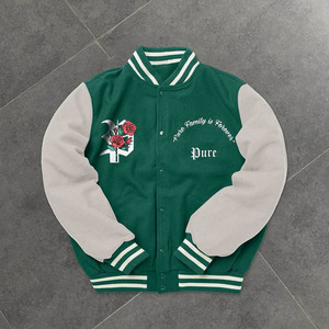 Veste universitaire en PU, couleur unie, col rabattu, fermeture boutonnée, coupe classique, style preppy, idéale pour l'automne - Product Image 6