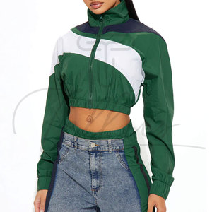 <b>Women</b> Running Crop Windbreaker Zip-up <b>Jacket</b> Custom Print Logo Polyester Cropped Coats Best Selling <b>Women</b> Cropped Windbreaker - Product Image 3