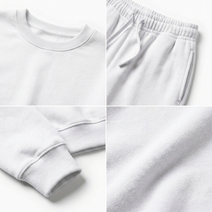 2 Piece Crop Sweatshirt Jogger Running Set Fleece Crew Neck Active Lightweight <b>Matching</b> Custom OEM Wholesale Manufacturer - Product Image 4