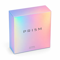 Boîte à parfum portable holographique tendance, emballage en papier irisé, logo noir brillant personnalisé, boîte en carton rigide, fermeture magnétique