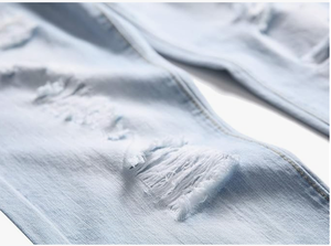 Jeans ajustados rotos y desgastados para hombre, pantalones casuales de mezclilla con efecto destruido, a la moda - Product Image 3