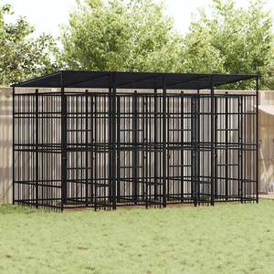 Grande cage pour chien durable en acier noir thermolaqué - Product Image 1