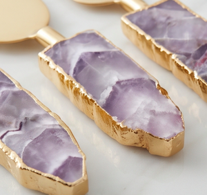 Ensemble de couteaux à fromage de luxe en acier inoxydable avec manches en résine violette pour la cuisine à domicile, planche à fromage et spatule - Product Image 2