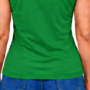 Polo sans manches vert émeraude pour femme, coupe ajustée, col patchwork, pour l'équitation et l'entraînement, personnalisable, vente en gros - Product Image 5
