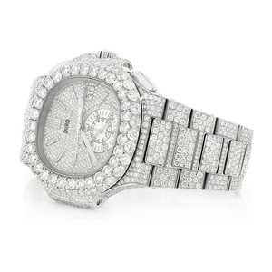 Montre mécanique de luxe de haute qualité avec moissanite glacée, bracelet en acier inoxydable, cadran en verre, analogique, unisexe, style hip-hop - Product Image 4