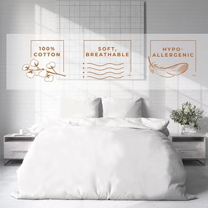 Parures de couette d'hiver en duvet, housse 100% coton, couleur unie, douces et confortables - Product Image 6