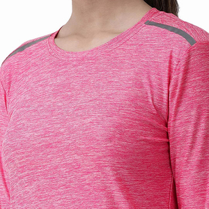 Women's <b>Pink</b> <b>Long</b> <b>Sleeve</b> Crew Neck T-Shirt Slim Fit Quick Dry Sporty Knitted Polyester <b>Top</b> Spring Summer Workout Wear - Product Image 6