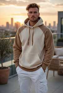 Conjunto de Pantalones Cargo Blancos y Sudadera con Capucha de Forro Polar Ecológico Tejido para Hombre, Diseño Sólido, Manga Regular, Ropa de Otoño - Product Image 5