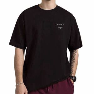 Customized Wholesale Solid Pattern Knitted High Quality 100% Cotton Oversized Eco-Friendly 200g Breathable <b>Men</b> T-Shirts - Product Image 1