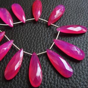 Cuentas de lágrima lisas de Calcedonia Rosa Rubilite hechas a mano 30X10MM piedra suelta de cristal para pulsera fabricación de joyas PME - Product Image 1