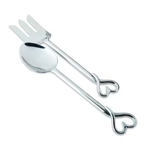 Premium Decorative Metal Salad Server Spoon Fork for Elegant Buffet Serving Presentation - Product Image 3