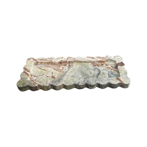 Plateau rond en marbre décoratif, plateau ondulé en marbre, organiseur de bijoux, porte-bougie, plateau de vanité, porte-savon, décoration de table basse - Product Image 4