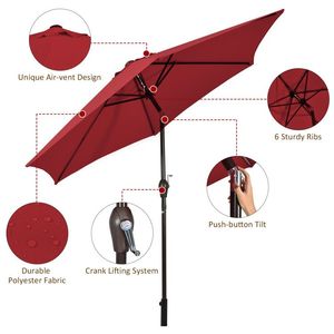 Parasol de terrasse extérieur de 3 mètres avec réglage d'inclinaison et manivelle pour votre espace de terrasse - Product Image 6