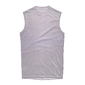 เสื้อกล้ามออกกำลังกายผ้าคอตตอนหนาสำหรับผู้ชาย เสื้อกล้ามทรงเข้ารูป ตัดเย็บแบบไม่มีแขน เสื้อยืดแขนกุดแบบฟอกสี เสื้อยืดพิมพ์โลโก้ตามสั่ง ทรงหลวม - Product Image 1