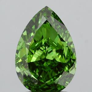 เพชรทรงลูกแพร์ขนาด 2.01 กะรัต สีเขียวแฟนซีสดใส VS1 เจียระไนอย่างสมบูรณ์แบบ เพาะเลี้ยงในห้องปฏิบัติการ ได้รับการรับรองจาก IGI - Product Image 1