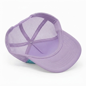 Casquette de camionneur unisexe adulte en maille turquoise et violette à 6 panneaux, réglable, avec logo imprimé en relief sur le devant, personnalisable, printemps-été - Product Image 5