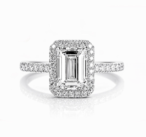 Anillo de Diamante Cultivado en Laboratorio con Corte Esmeralda de 2.0CT en Oro Blanco de 18K, con Halo, Certificado IGI, Estilo Clásico, Precio al por Mayor - Product Image 2