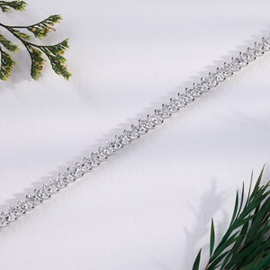 White Gold Marquise Cut Lab Grown Diamond Tennis Bracelet Angled Leaf Link Chain Bracelets Wedding Fine Jewelry <b>Gift</b> For Women - Product Image 4