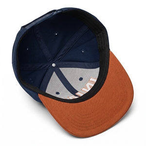 INJAE Embroidery Logo Custom Vintage Solid <b>Navy</b> Orange Chenille Letter Five Panel Flat Brim Snapback <b>Hat</b> 100% Cotton Streetwear - Product Image 5