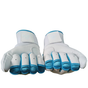 Guantes de Bateo de Cuero Blancos y Azules con Acolchado, Cierre de Velcro, Soporte para Muñeca Izquierda, Transpirables, para Entrenamiento de Adultos, Ambidiestros - Product Image 4