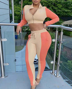 Nouveautés Ensemble de survêtement de luxe décontracté pour femme, coupe classique, avec capuche unie, fermeture à cordon, coupe-vent, 100% coton, pour la détente et le fitness - Product Image 4