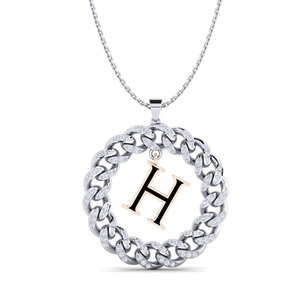Colgante con Letra H y Piedras de Circonio, Plata 925, Cadena de Moissanita, Estilo Hip Hop, Unisex, Colgante de Moda - Product Image 1