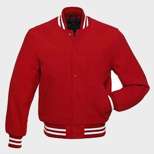 Chaqueta Universitaria Roja Clásica, Chaqueta Bomber de Lana con Letras Bordadas, Ropa Exterior Unisex Estilo Universitario - Product Image 2
