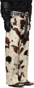 Pantalones de cuero de vaca hechos a medida con diseño de logotipo personalizado, pantalones de cuero auténtico con estampado de pelo de vaca para hombre, pantalones vaqueros de cuero. - Product Image 6